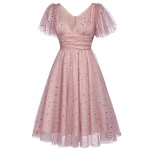 Sparkly Pink gold Star Toole Swing Dress